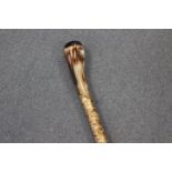 Ian Taylor, a hand crafted walking stick with a horn cap, ox horn handle and a hazel wood shaft,