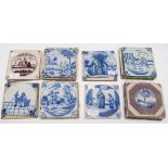 A collection of assorted 18th Century tin glazed earthenware tiles,