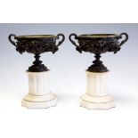 A pair of 19th Century gilt bronze 'Warwick' style campana urns,
