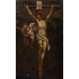 Italian School, early 17th Century, Christ crucified, oil on canvas, 70 by 42cm,