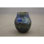 A Norman Stuart Clarke signed and dated 1989 'Blue Moon' design vase that was made at the St Erths