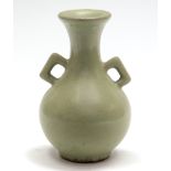 A Longquan celadon vase, Yuan Dynasty, 1279-1368, with two handles,