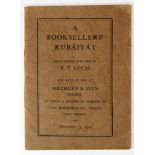Scarce literary ephemera: A Booksellers' Rubaiyat, Being Verses Written by E. V.