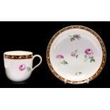 A Derby coffee Cup and saucer: `crown over D' (in blue) mark, 1778-1780,
