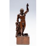 A mid 19th Century hardwood carved model figure of Cain inscribed to base,