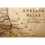 19th-century manuscript map of England & Wales by Master J.