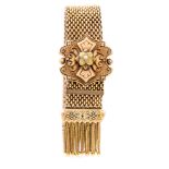 A Victorian yellow and rose gold cuff bracelet,