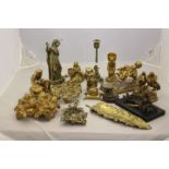 A collection of assorted decorative cast brass and gilt metal ornamental figures,
