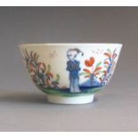A Worcester tea bowl, painted with the Waiting Chinaman pattern, circa 1760, 8cm diameter,