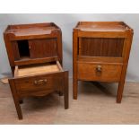 Two George III mahogany bedside commodes, with a tamobur door and a single drawer, each approx.