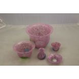 Three Kost Boda 'Pastel' range miniatures and two much larger graduating bowls also from the