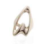 Henning Koppel for Georg Jensen, a Danish modernist silver stylised heart ring, number 89,