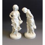 A pair of Royal Worcester parian figures of 'Before and After The Wind', circa 1870, impressed mark,