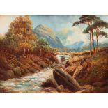 Clarence Roe (British, 1850-1909), a Highland stream, signed l.l.