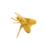 A late 19th century insect stick pin, realistically modelled as a fly, assessed as 18ct gold,