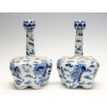 A pair of Chinese blue and white tulip vases, 19th Century,