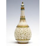 A Grainger Worcester reticulated and turquoise jewelled scent flask and stopper, late 19th Century,