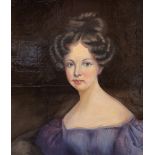 Continental School mid 19th Century, portrait of a young lady, bust length in a purple dress,