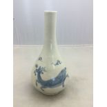 A Korean blue and white bottle vase, 18th Century, decorated with two stags,