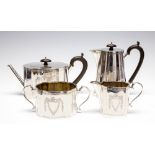 A George V matched silver four piece tea service,