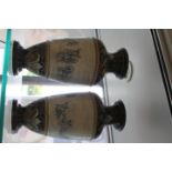 Hannah Barlow for Royal Doulton, a pair of pedestal vases, incised with donkeys,