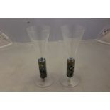 A pair of Kosta Boda 'Meteor' design Champagne flutes,