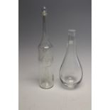 A signed to base, Orrefors decanter and a hand-made novelty glass 'Lawyer in a bottle',