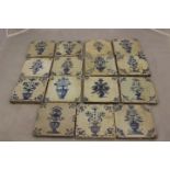 A collection of assorted 18th Century tin-glazed earthenware fire surround tiles,