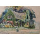 Henry Hadfield Cubley (1858-1934) Old Cottages Derbyshire Signed watercolour, 17.5cm high, 24.