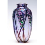 A Norman Stuart Clarke signed and dated 1985 'Wisteria' pattern rimmed vase.