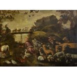 17th Century Follower of Jacopo Bassano, The Entry into the Ark, oil on canvas,