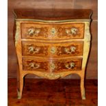A late 19th/early 20th Century French kingwood serpentine fronted bombe commode, of Louis XV design,