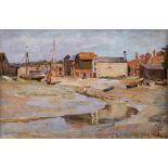 R. J. Abraham (British, 20th Century), Low tide Rye, Sussex, signed l.r., oil on canvas, 34 by 49.