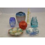 A Nick Orsler 'Breathing Space' glass vase, as well as, other art glass vases by Barry Cullen,