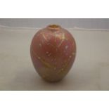 A Carin Von Drehle signed and dated 1983 pink irridised and trailed vase,