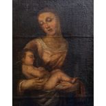 Manner of Raphael, Madonna and child, oil on canvas, 60 by 46cm,