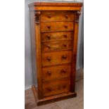A mid Victorian walnut Wellington chest, comprising four shallow drawers above three deep drawers,