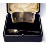 A Victorian silver plain circular bowl and matching spoon, Mappin & Webb, Birmingham, 1894, 8.