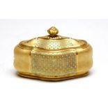 A Coalport turquoise jewelled and gilt covered serpetnine shaped trinket box, late 19th Century,