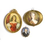 Three oval portrait miniatures, 19th/early 20th Century,