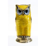 A 20th Century Norwegian silver and yellow enamel owl pepperette,by David Anderson,