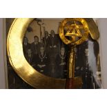 Ancient Order of Druids: Collection of ceremonial sickles of brass construction with wooden shafts,