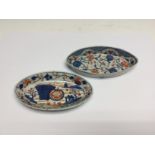 Two Chinese imari spoon trays, Kangxi period, of oval form,