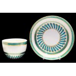 A Derby Tea Bowl & Saucer, `crown over D' (in blue), incised N (saucer), incised N only (bowl),