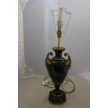 A 20th Century black/green veined marble table lamp base, of Neo-classical design,