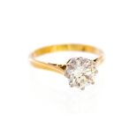 A diamond solitaire ring, the round brilliant-cut diamond weighing approx 1.