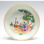 A Chinese 'European Subject' cherry-pickers saucer dish, Qianlong period (1735-1795),