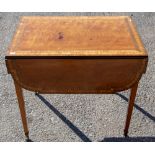 A 19th Century satinwood Pembroke table, the shaped top with a cross-banded edge,