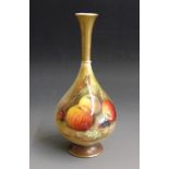A Royal Worcester vase painted with apples and berries on a mossy ground, signed Ricketts,