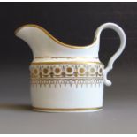 A Spode oval shaped cream jug, gilt and white decoration, circa 1795-1805, impressed Spode mark, 14.